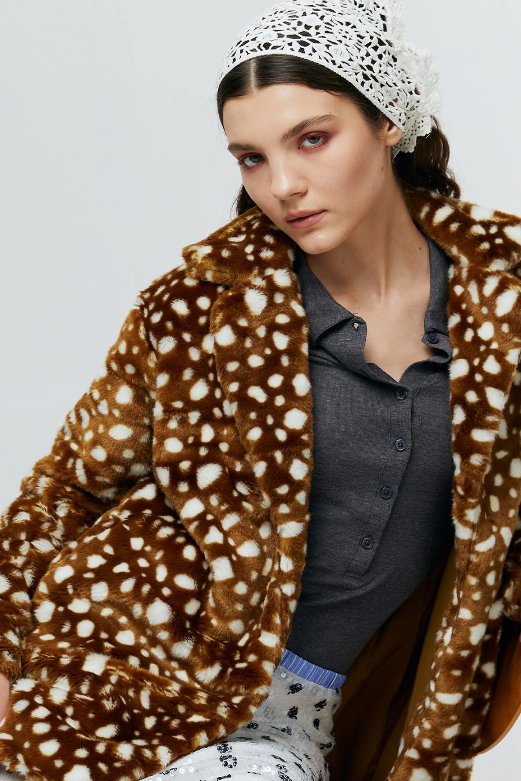 BRIELLE BAMBI FAUX FUR COAT