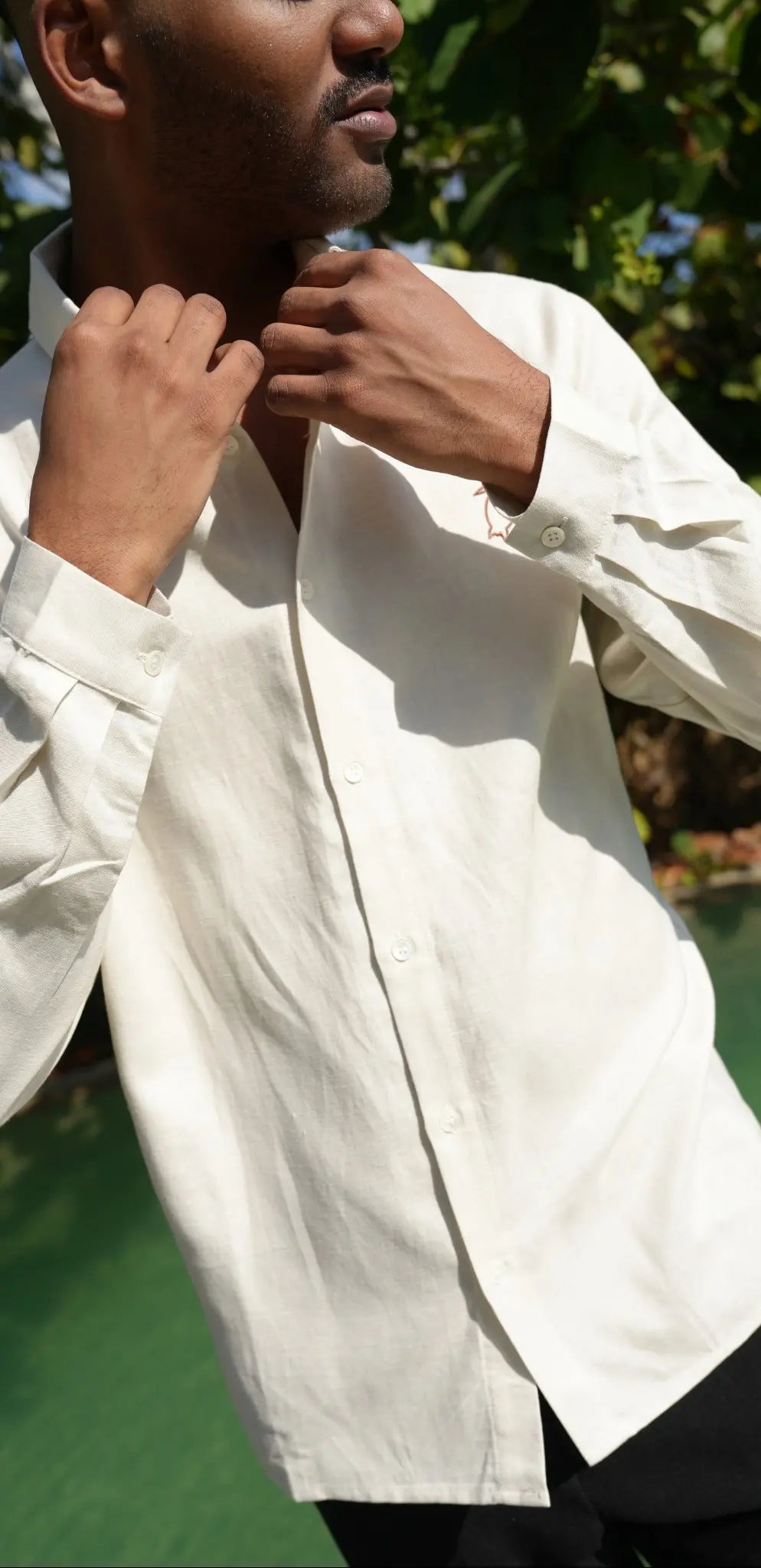 Careya Linen-blend Embroidered Button-down Shirt