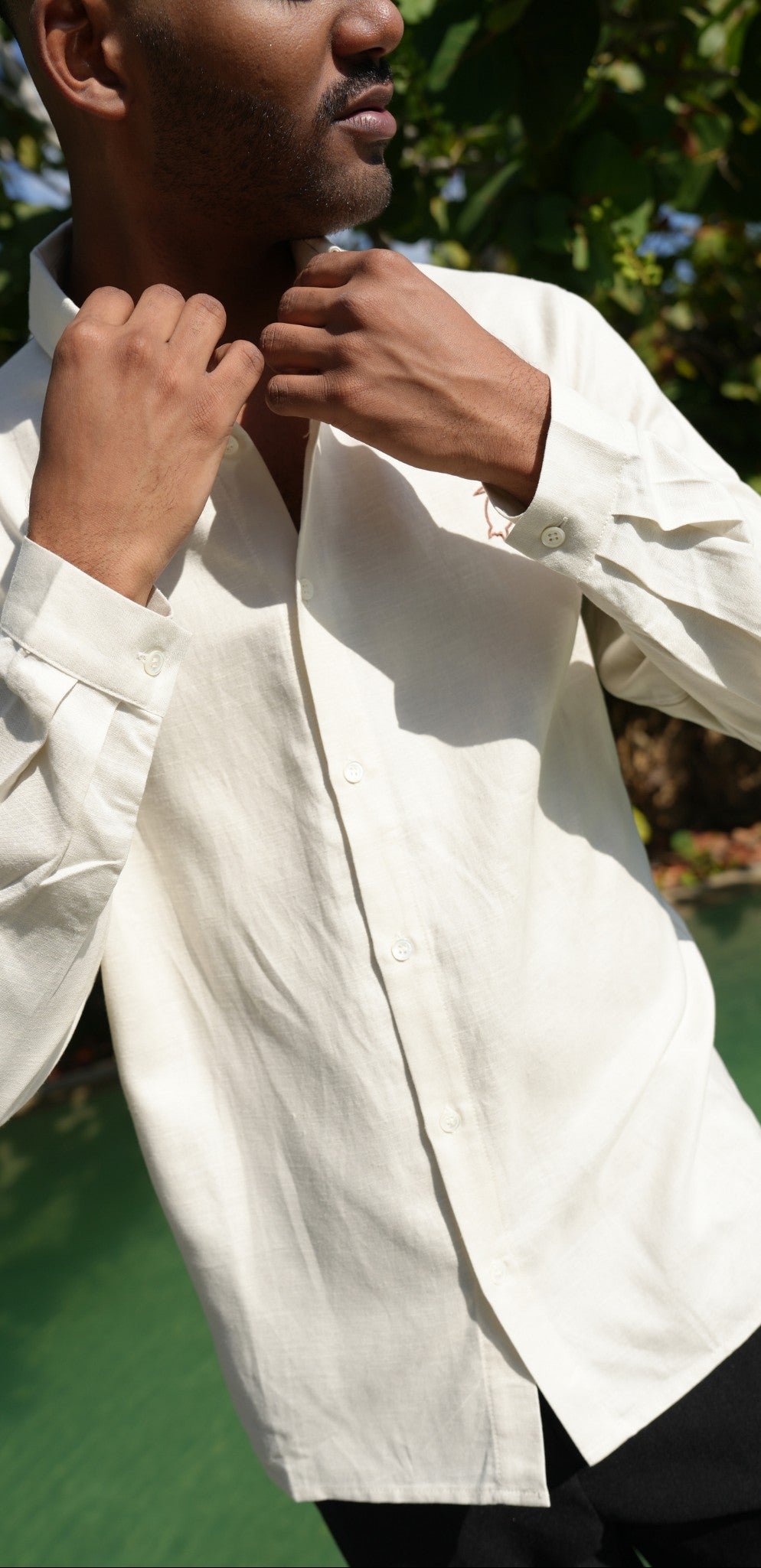 Careya Linen-blend Embroidered Button-down Shirt