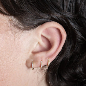 Gold Pavé Eight Mm Huggie Hoop Earring