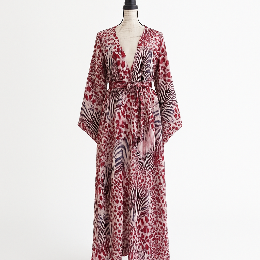 Silk Pink Safari Kimono