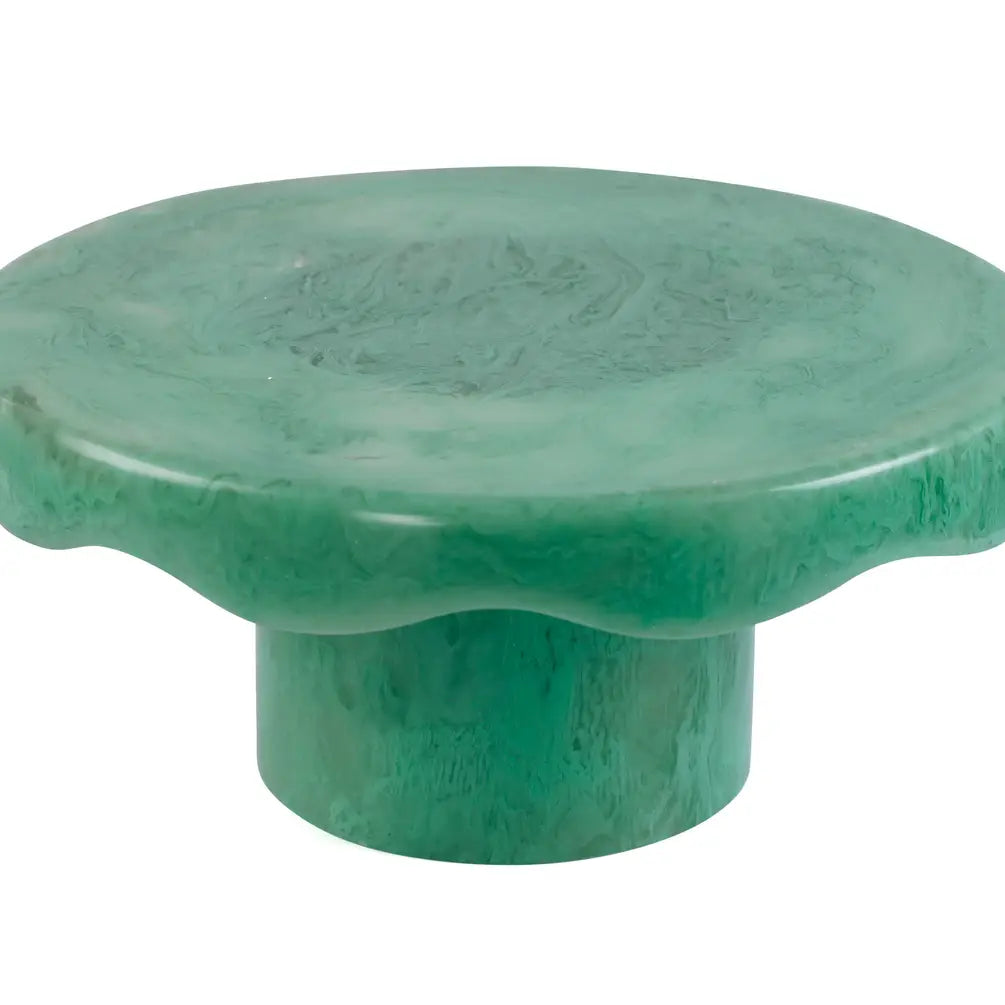 Scallop Resin Cake stand, Green- 9.5x4.5 Inches