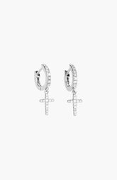 Luminous Pavé Cross Huggie Hoop Earrings