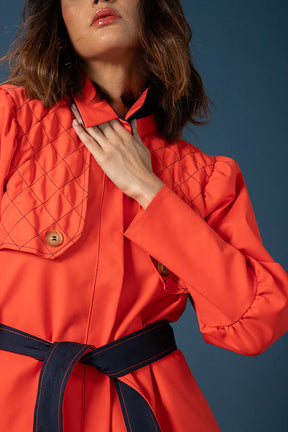 Two-Tone Quilted Trench – Orange
