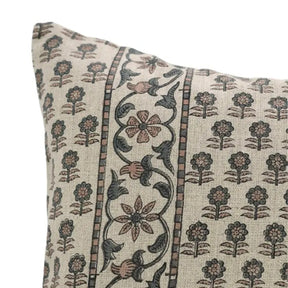 Boho Block Print Thick Linen Cushion Cover - Anamika Border