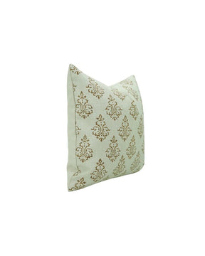Hand-Carved Decorative Block Print Boho Pure Linen Pillow Cover- Ekakshar Buta