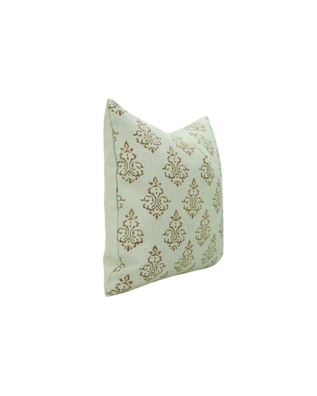Hand-Carved Decorative Block Print Boho Pure Linen Pillow Cover- Ekakshar Buta