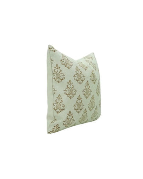 Hand-Carved Decorative Block Print Boho Pure Linen Pillow Cover- Ekakshar Buta
