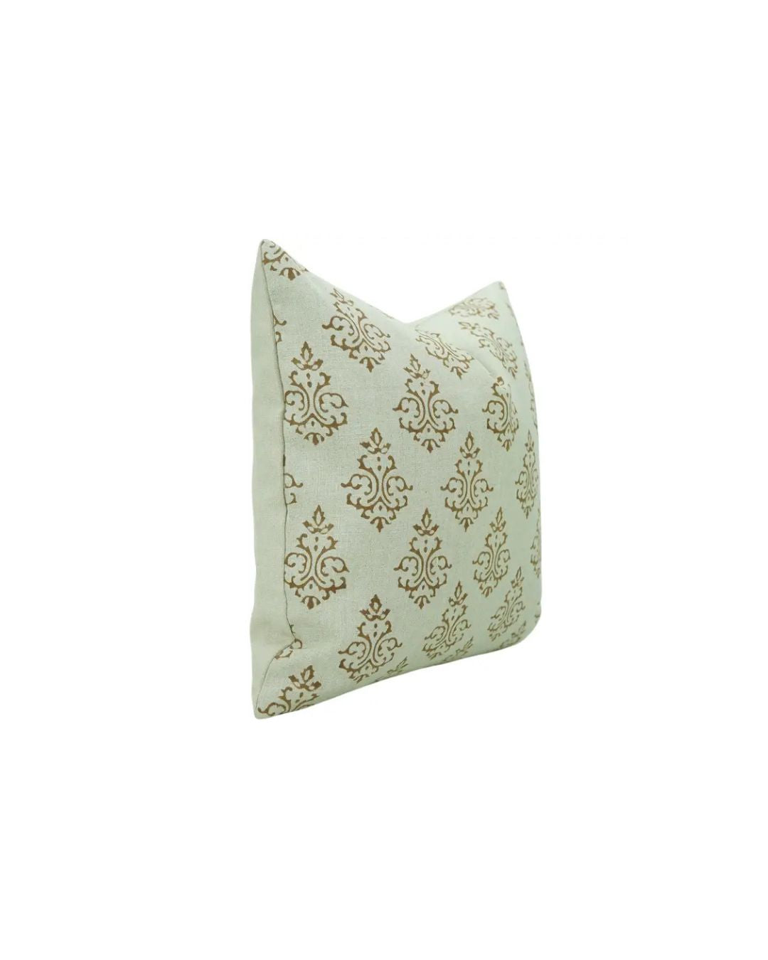 Hand-Carved Decorative Block Print Boho Pure Linen Pillow Cover- Ekakshar Buta