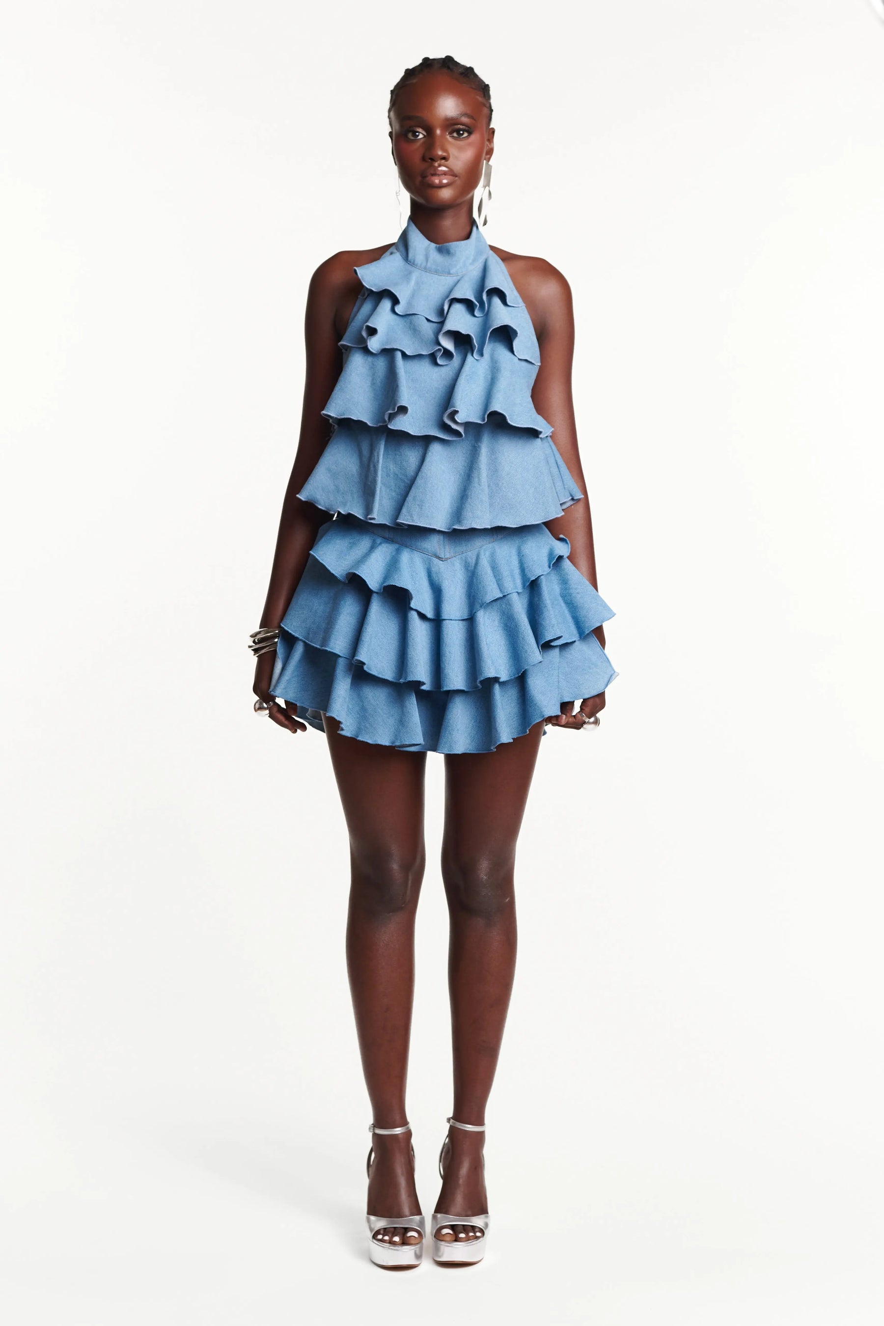 Light Denim FARA Ruffle top