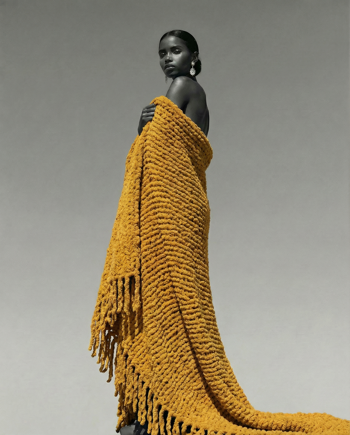 CHUNKY CHENILLE KNIT BLANKET WITH FRINGE