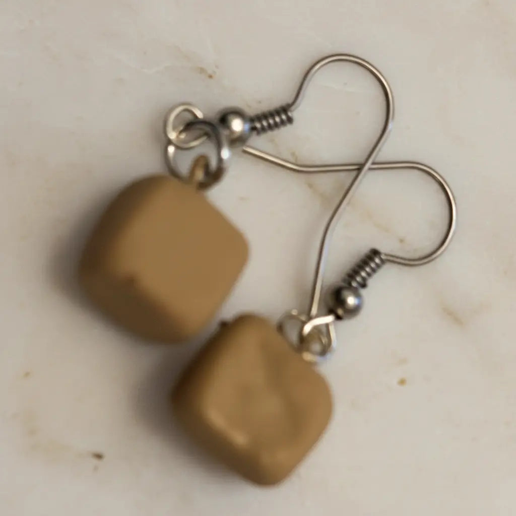 Aurore Hand-painted Square Ceramic Earrings