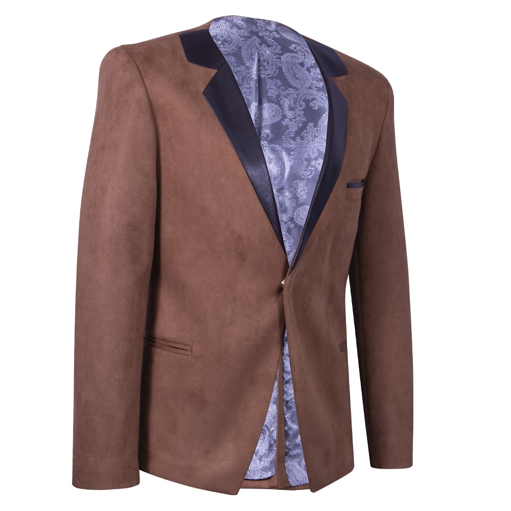 Suede blazer with imitation lapel