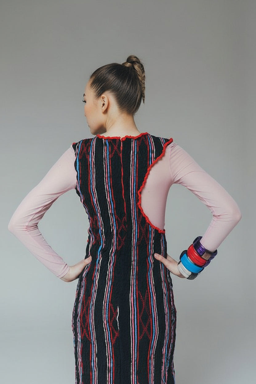 GAGA, Asymmetrical Stretch Kente Dress with Side Slit