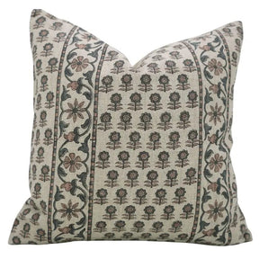 Boho Block Print Thick Linen Cushion Cover - Anamika Border