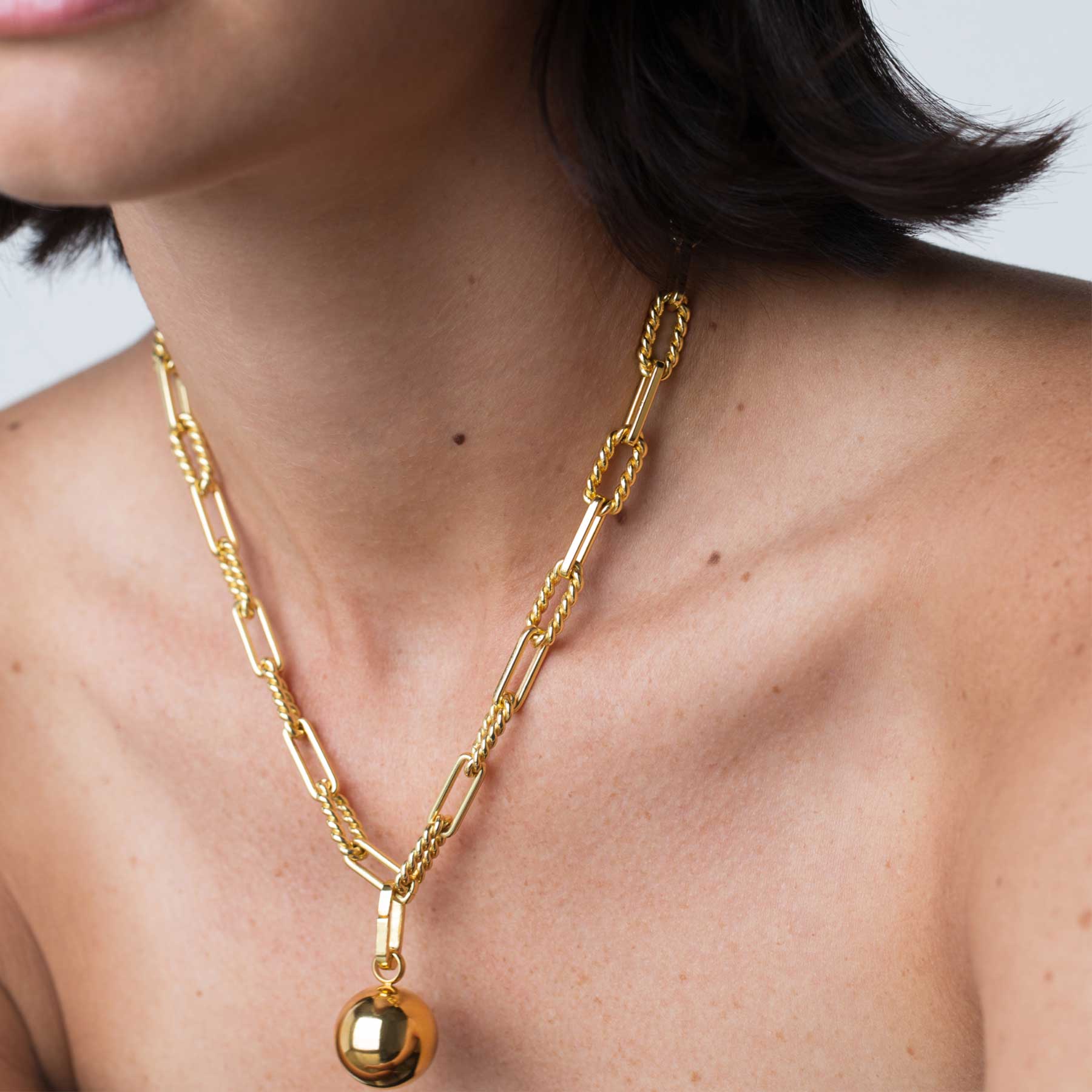 Gold Ball Pendant Necklace