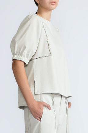 Jamie Textured Cotton Top | Silver