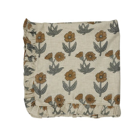Handmade Indian Linen Blend Block Print Frill Napkins Set of 4 - Kirti