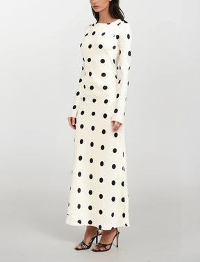 Clara Polka-Dot Long Sleeve Gown