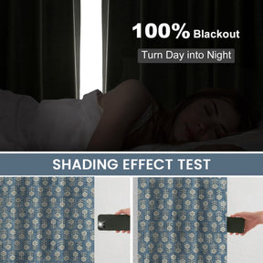 Handcrafted Block Printed Thick Linen Pleated Curtain - Tulsi Buti