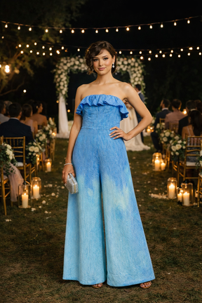 Strapless Blue Ombre Jumpsuit
