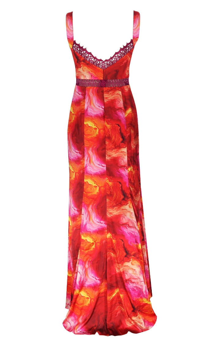 Lace Insert Floral Maxi Dress