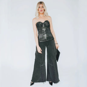 Alex Low Rise Wide Leg Jean-Distressed Black