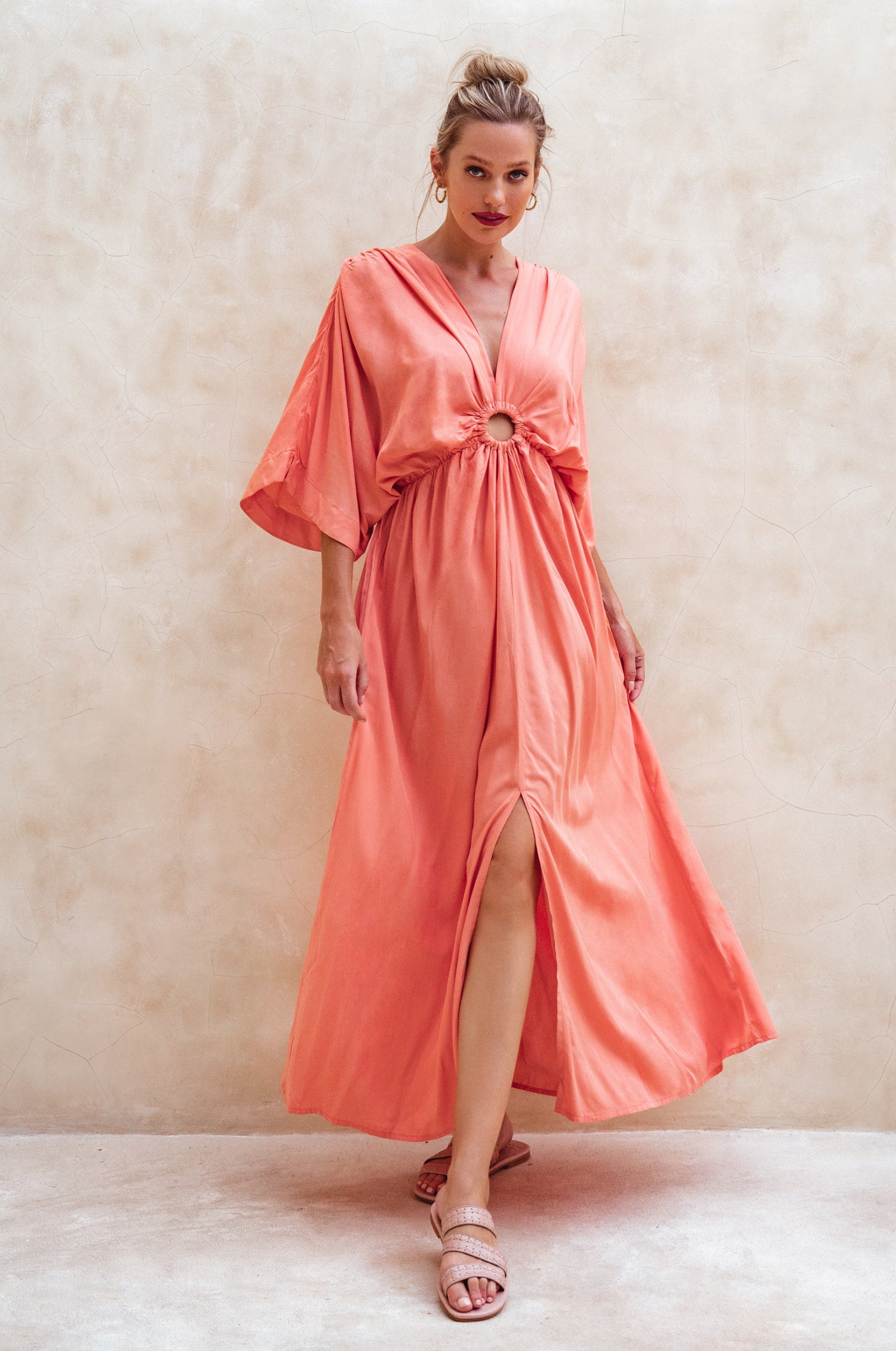 Elena Bohemian Gown Dress - Peach