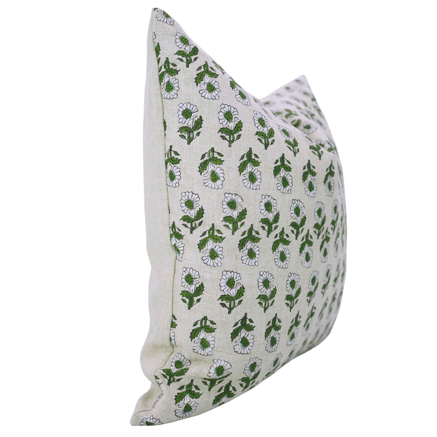 Artisan Style Block Print Pure Linen Pillow Cover - Ashoka