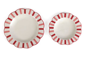 Ceramic stripe Salad Plate,  Rose Red - 8.25 x 8.25 x 1.25 Inches