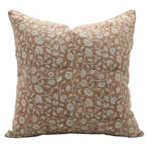 Stylish Floral Block Print Thick Linen Cushion Cover - Himachal