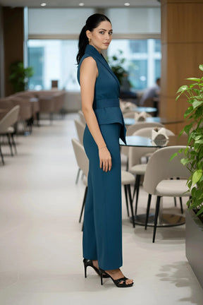Teal Waist Coat & Trouser