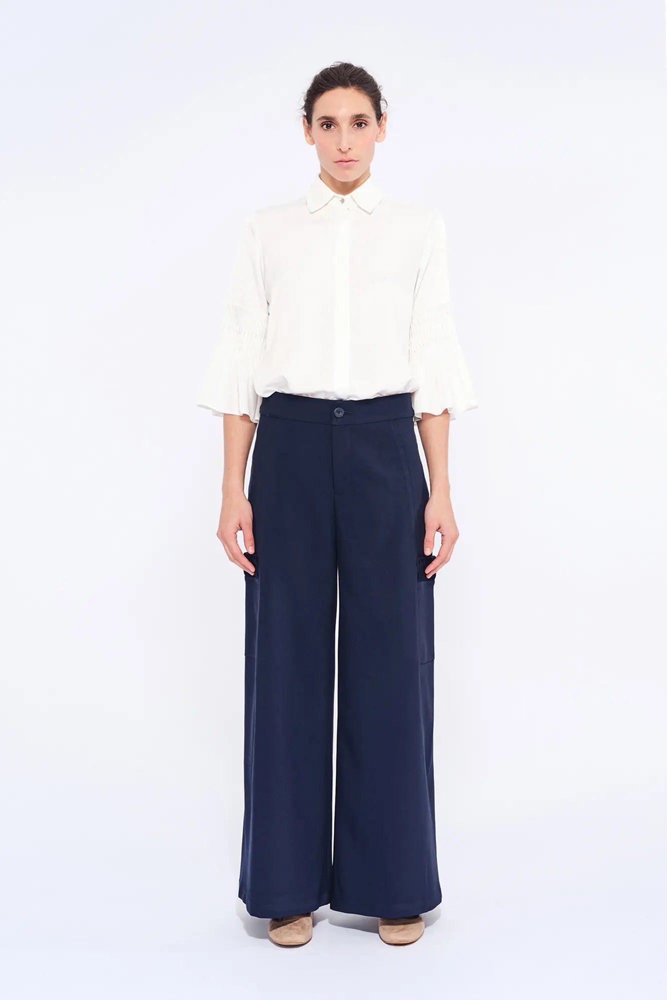 Daysi Ruched Detail Trouser | Navy