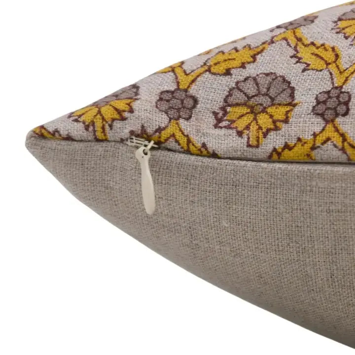 Beautiful Hand Made Block Print Pure Linen Cushion Cover - Shehnaaz