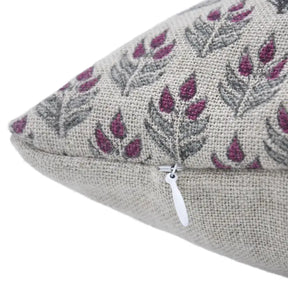 Unique Floral Block Print Thick Linen Pillow Cover - Alia