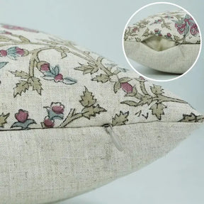 Bohemian Interior Décor Hand Block Viscose Linen Cushion Cover  - Neerabel