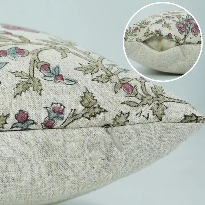 Bohemian Interior Décor Hand Block Viscose Linen Cushion Cover  - Neerabel