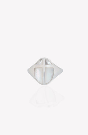 Mother Of Pearl Cross Ring