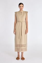 Maki Nehru Collar Dress | Ecru