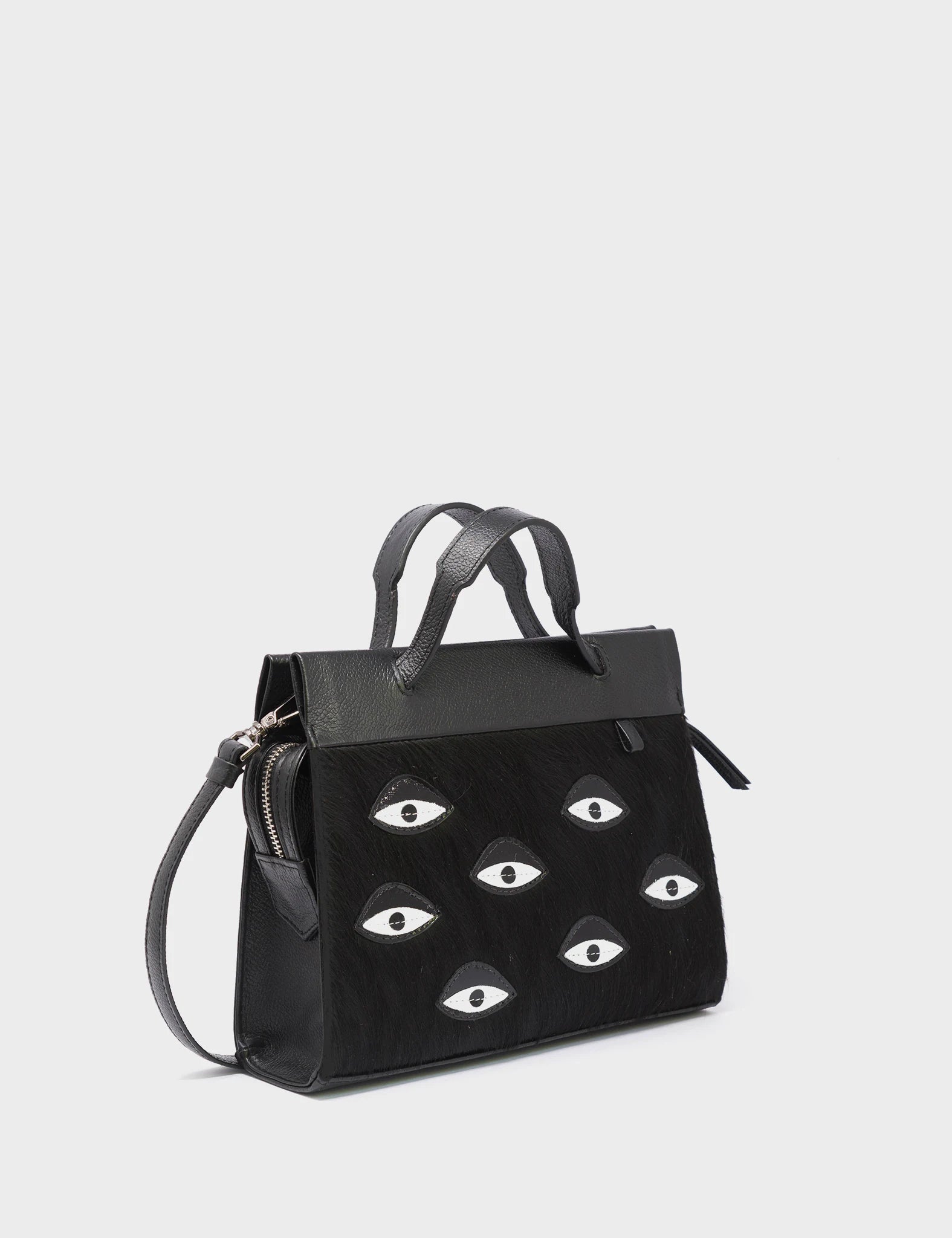 Vali Crossbody Small Leather Bag - Eyes Applique Adjustable Handle