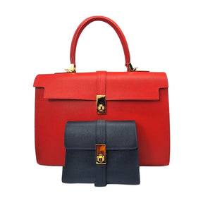 Ethereal Double Dose Bag In Saffiano Calf Leather - Black & Brown