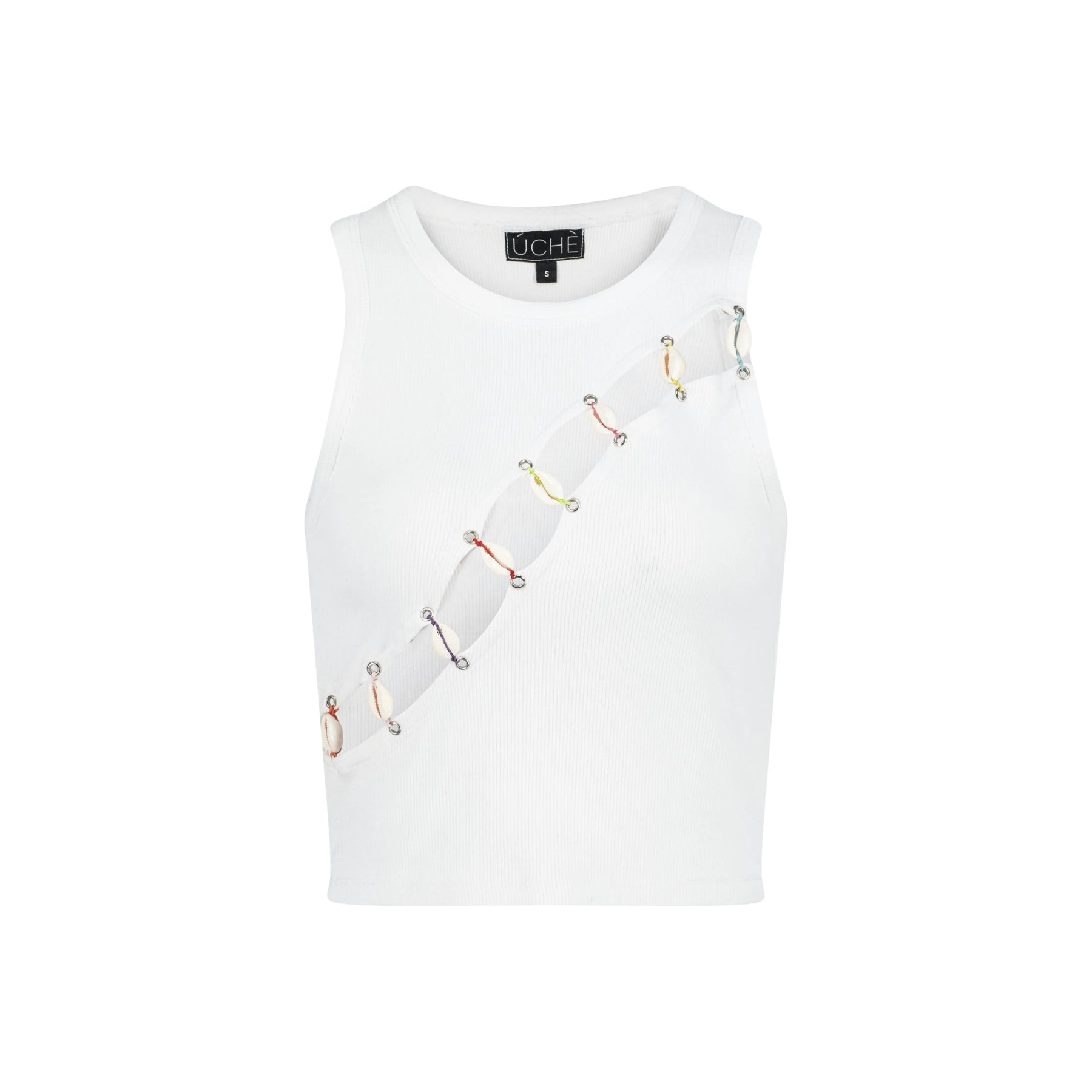Cowrie Shell Embellished Tank Top