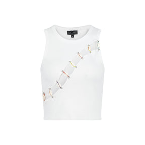 Cowrie Shell Embellished Tank Top