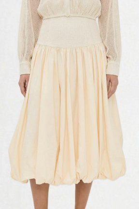 Kemi Ivory Crochet Waist Bubble Hem Cotton Skirt