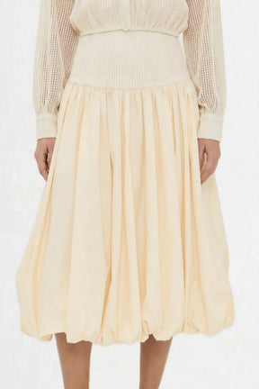 Kemi Ivory Crochet Waist Bubble Hem Cotton Skirt