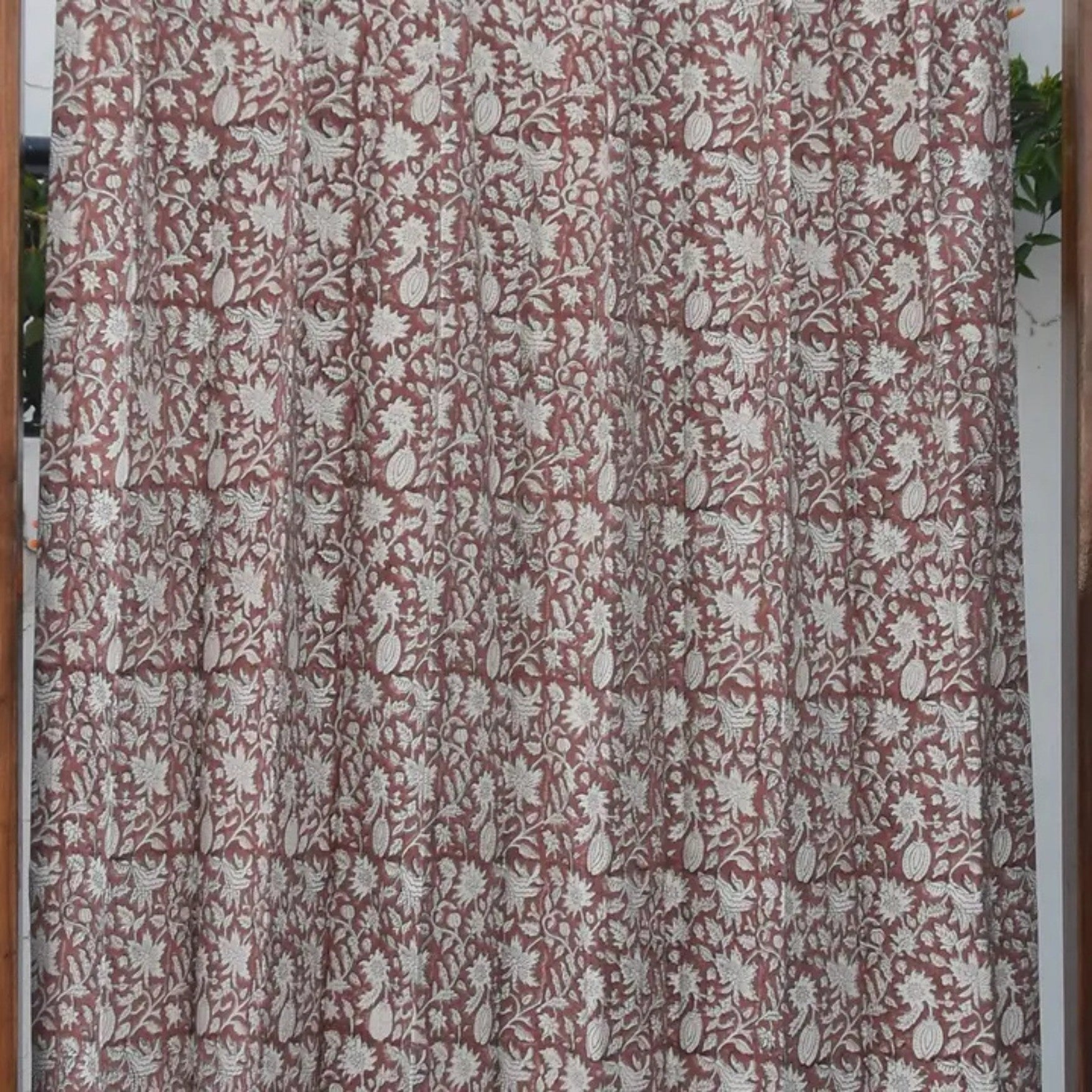 Hand Block Print Duck Canvas Curtain -manikarnika