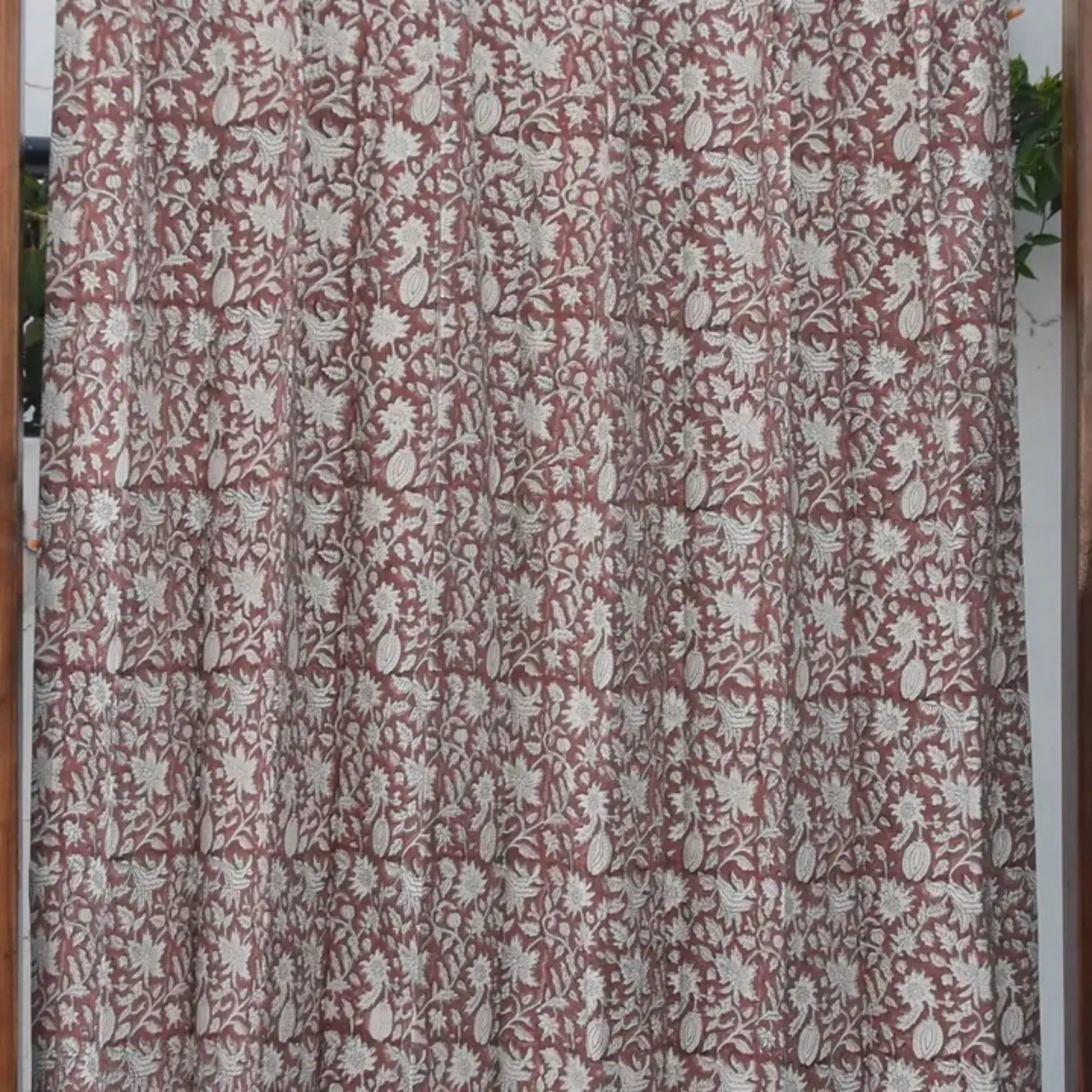 Hand Block Print Duck Canvas Curtain -manikarnika