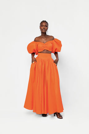 Linen DANI Maxi skirt in Orange