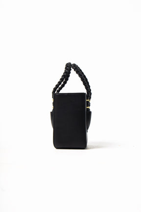 'Ruka' Black Boxy Tote With Gold Hardware