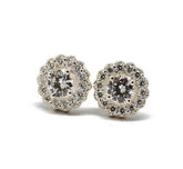 Round Elegant Silver Halo Stud Earrings